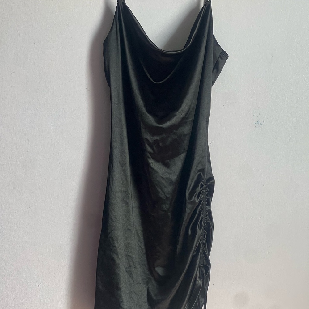 Gray Asymmetrical Ruched Mini Dress